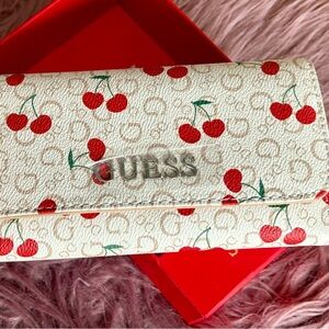 GUESS Cherry Print Cream Wallet